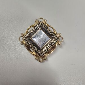Vintage Western Germany Scarf Clip Ornate Gold-Tone Frame Silver-tone Starburst